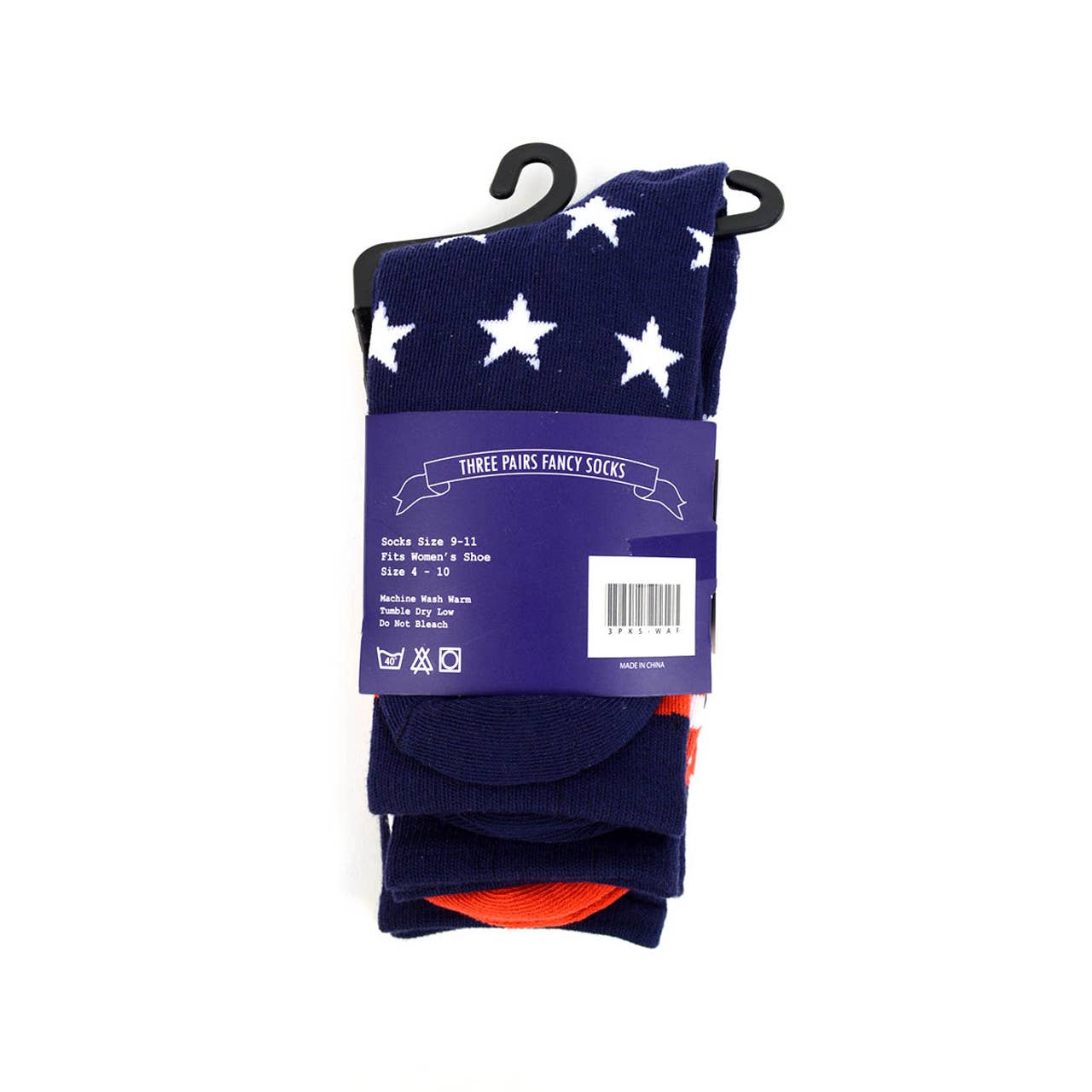 3 Pairs Pack Women's American Flag Novelty Socks