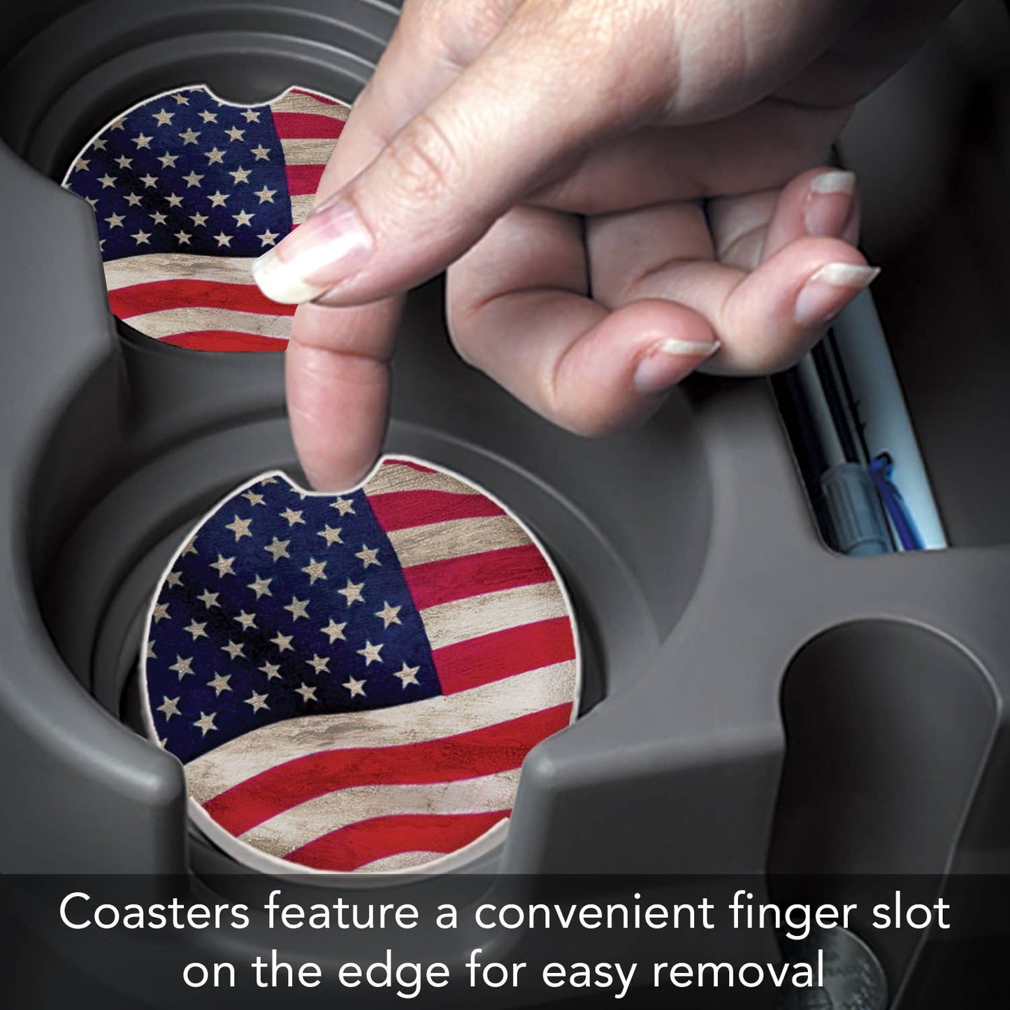 Us Flag Absorbent Stone Car Coaster