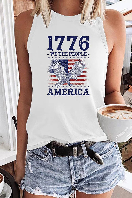 1776 American Flag Graphic Tank Top