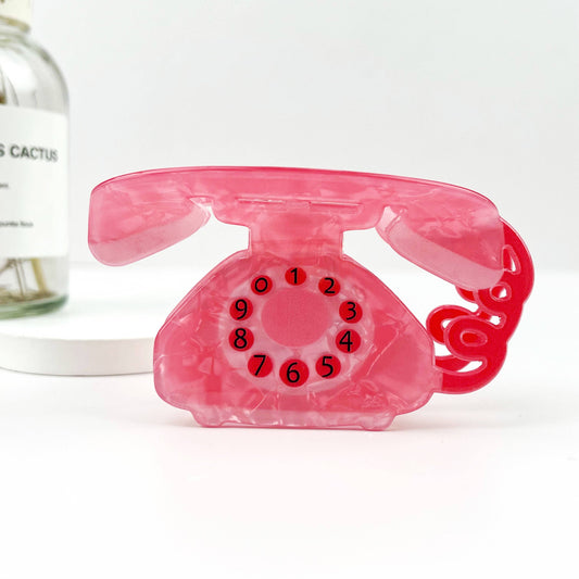 Retro Cartoon Telephone Acrylic Hair Claw Clip