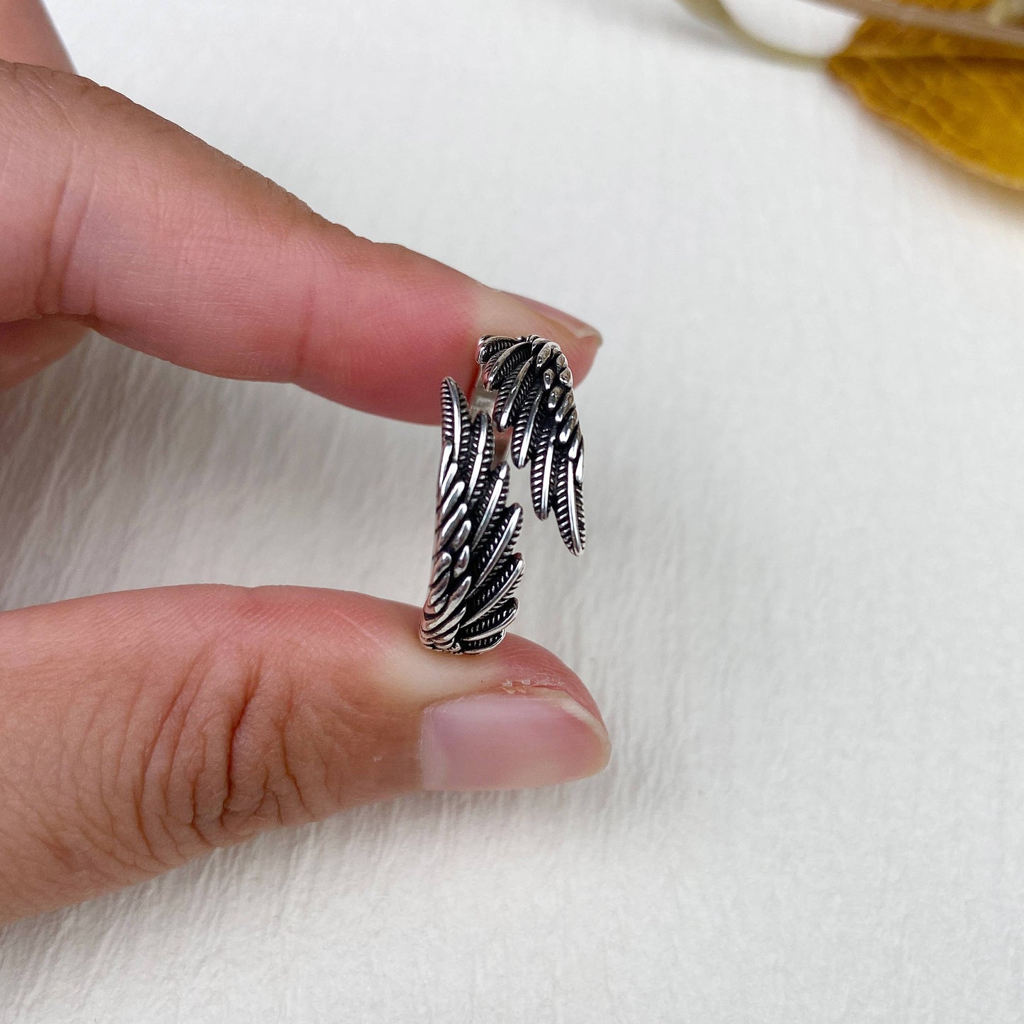 Silver Angel Wings Ring