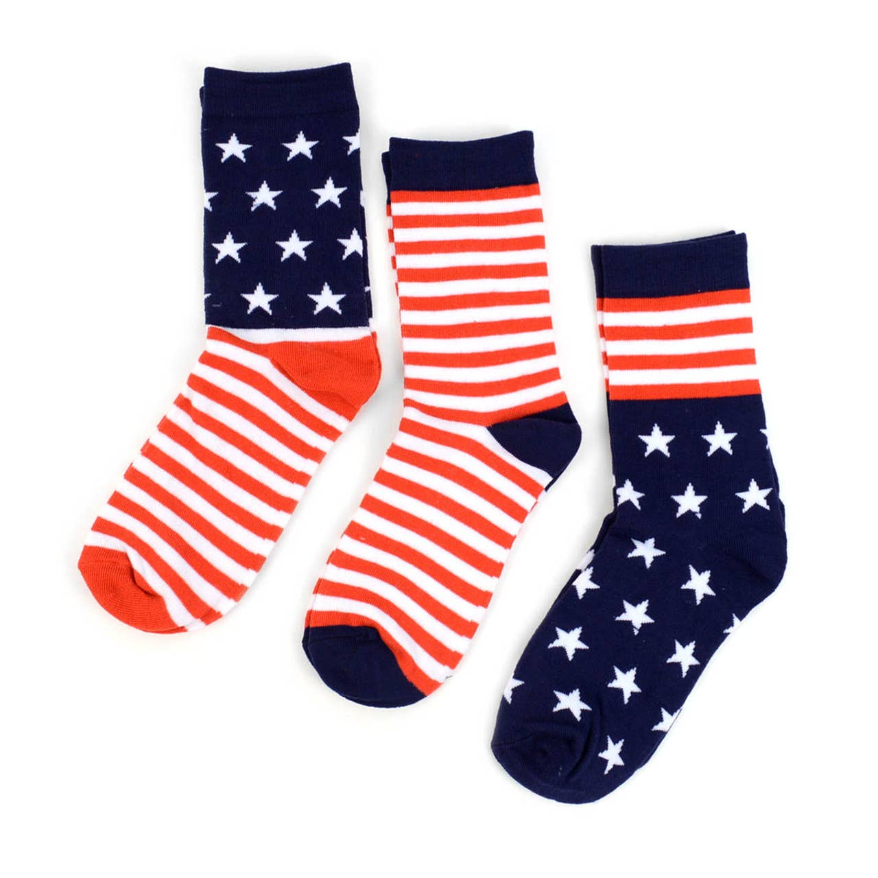 3 Pairs Pack Women's American Flag Novelty Socks