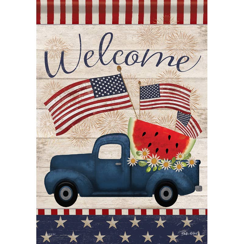 "Patriotic Truck" Dura Soft™ Garden Flag