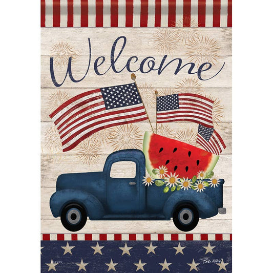 "Patriotic Truck" Dura Soft™ Garden Flag