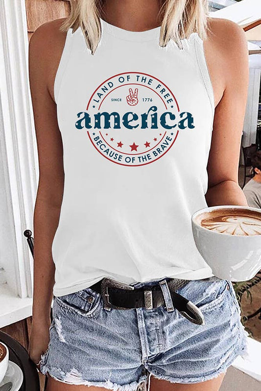 America Letter Print Graphic Tank Top STC125C195