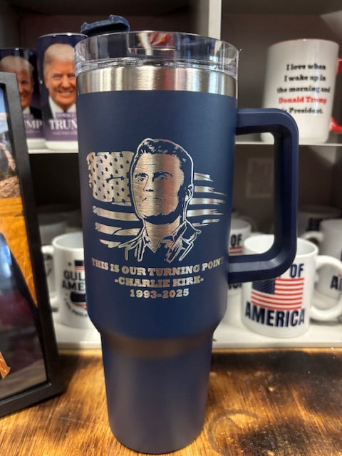 Our Turning Point Powder Coated 40oz Stainless Steel Tumbler - Charlie Kirk